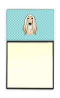 Checkerboard Blue Afghan Hound Watercolor Sticky Note Holder Refillable Dispenser Desk Accessory 3x3 Pad Gift