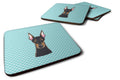Checkerboard Blue Doberman Foam Coasters Set of 4 Cup Coasters for Indoor Outdoor, Tabletop Protection, Anti Slip, Mouse pad Material