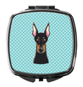 Checkerboard Blue Doberman Compact Mirror Decorative Travel Makeup Mirror for Women Girls Gifts Pocket Makeup Mirror Folding Handheld