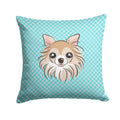 Checkerboard Blue Chihuahua Decorative Throw Pillow 14x14 Indoor Outdoor Accent Cushion, Fabric Cover with Insert for Sofa, Bed, Porch & Living Room