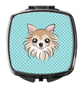 Checkerboard Blue Chihuahua Compact Mirror Decorative Travel Makeup Mirror for Women Girls Gifts Pocket Makeup Mirror Folding Handheld