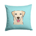Checkerboard Blue Golden Retriever Decorative Throw Pillow 14x14 Indoor Outdoor Accent Cushion, Fabric Cover with Insert for Sofa, Bed, Porch & Living Room