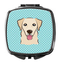 Checkerboard Blue Golden Retriever Compact Mirror Decorative Travel Makeup Mirror for Women Girls Gifts Pocket Makeup Mirror Folding Handheld