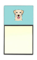 Checkerboard Blue Golden Retriever Watercolor Sticky Note Holder Refillable Dispenser Desk Accessory 3x3 Pad Gift