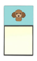 Checkerboard Blue Chocolate Brown Poodle Watercolor Sticky Note Holder Refillable Dispenser Desk Accessory 3x3 Pad Gift