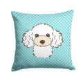 Checkerboard Blue White Poodle Decorative Throw Pillow 14x14 Indoor Outdoor Accent Cushion, Fabric Cover with Insert for Sofa, Bed, Porch & Living Room