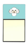 Checkerboard Blue White Poodle Watercolor Sticky Note Holder Refillable Dispenser Desk Accessory 3x3 Pad Gift