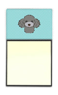 Checkerboard Blue Silver Gray Poodle Watercolor Sticky Note Holder Refillable Dispenser Desk Accessory 3x3 Pad Gift