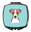 Checkerboard Blue Jack Russell Terrier Compact Mirror Decorative Travel Makeup Mirror for Women Girls Gifts Pocket Makeup Mirror Folding Handheld