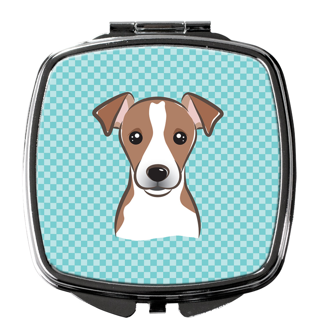 Checkerboard Blue Jack Russell Terrier Compact Mirror Decorative Travel Makeup Mirror for Women Girls Gifts Pocket Makeup Mirror Folding Handheld