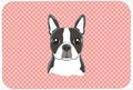 Checkerboard Pink Boston Terrier Mouse Pad, Heat Resistant Trivet Hot Pad , Non Slip Rubber Desk Mat, Kitchen Counter Protector, Home Office Decor Gift