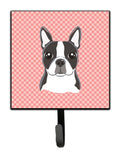 Checkerboard Pink Boston Terrier Leash or Key Holder Wall Hooks, Key Hooks Holder, Coat Rack Wall Mount, Coat Hooks, Hooks for Hanging Keys, Towels, Aprons, Leashes