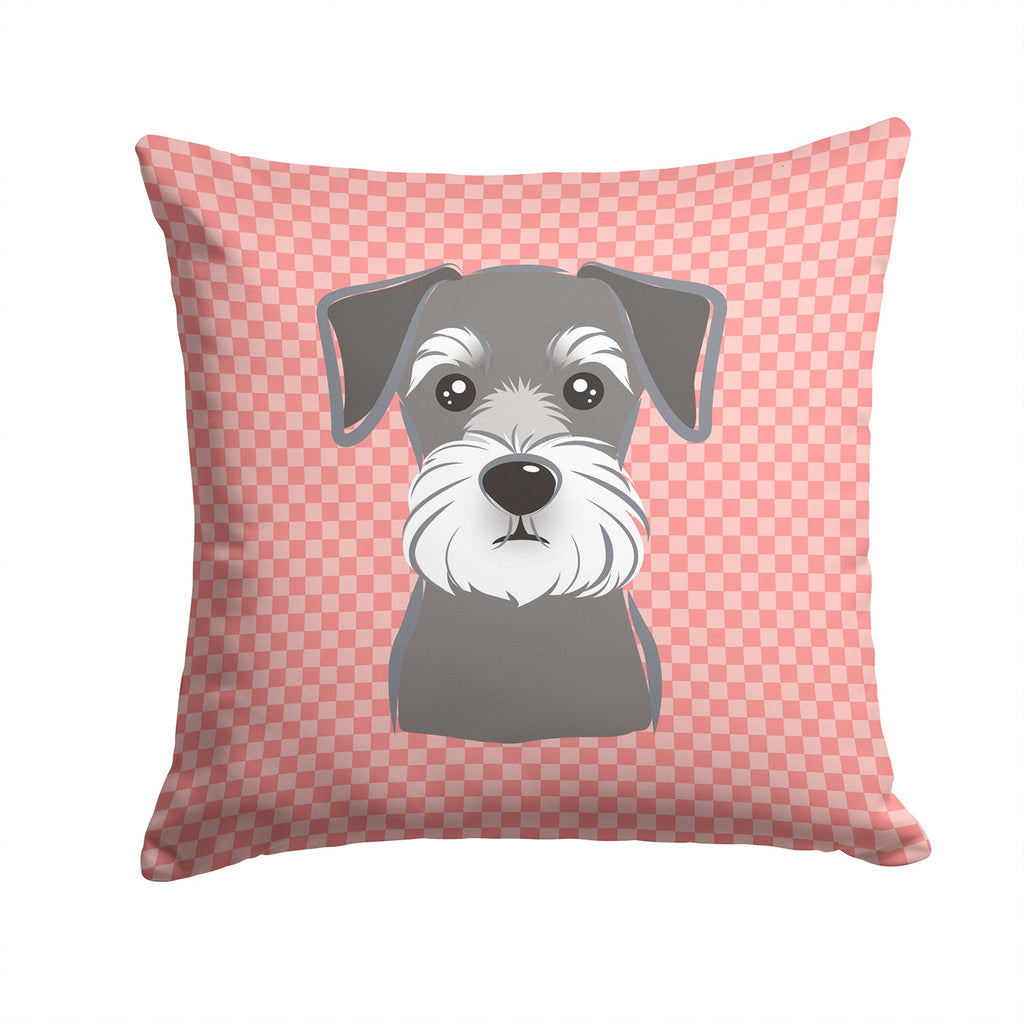 Checkerboard Pink Schnauzer Decorative Throw Pillow 14x14 Indoor Outdoor Accent Cushion, Fabric Cover with Insert for Sofa, Bed, Porch & Living Room