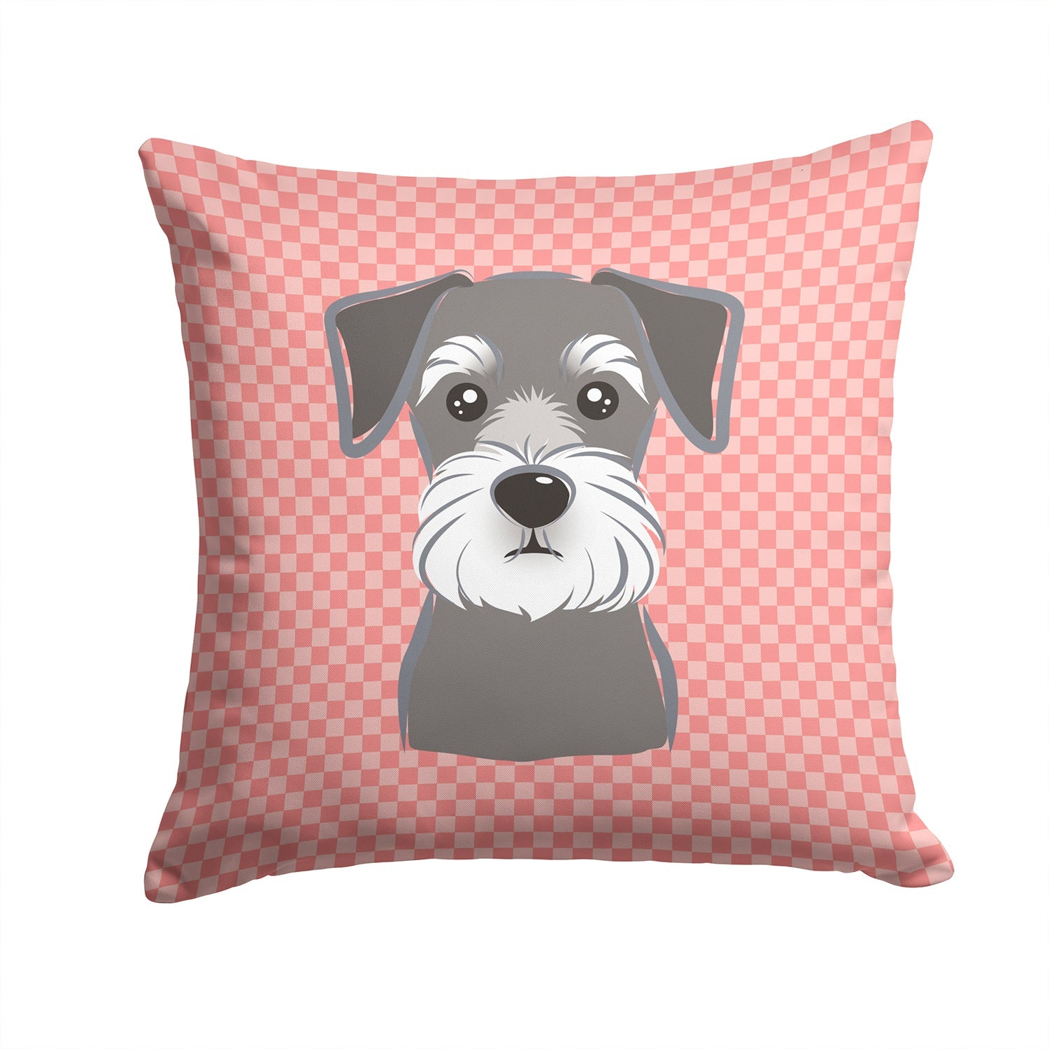 Checkerboard Pink Schnauzer Decorative Throw Pillow 14x14 Indoor Outdoor Accent Cushion, Fabric Cover with Insert for Sofa, Bed, Porch & Living Room