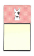 Checkerboard Pink Bull Terrier Watercolor Sticky Note Holder Refillable Dispenser Desk Accessory 3x3 Pad Gift