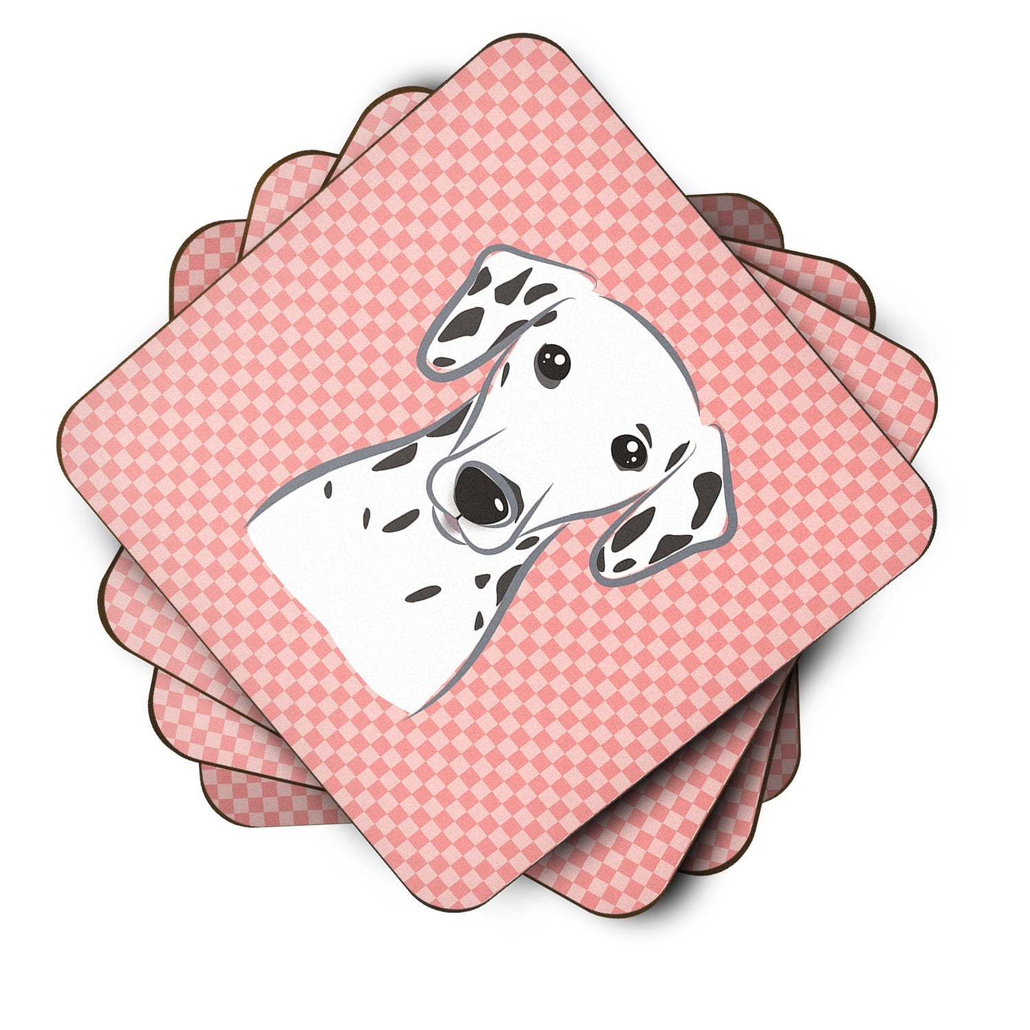 Checkerboard Pink Dalmatian Foam Coasters Set of 4 Cup Coasters for Indoor Outdoor, Tabletop Protection, Anti Slip, Mouse pad Material