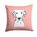 Checkerboard Pink Dalmatian Decorative Throw Pillow 14x14 Indoor Outdoor Accent Cushion, Fabric Cover with Insert for Sofa, Bed, Porch & Living Room
