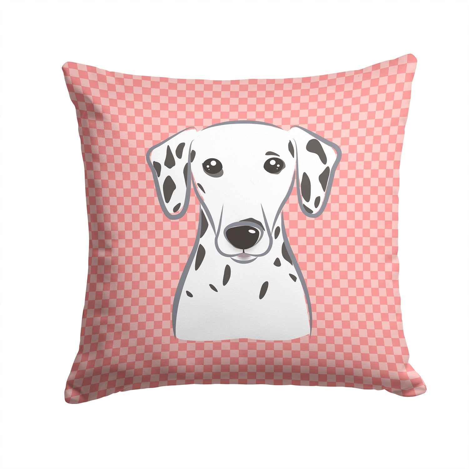 Checkerboard Pink Dalmatian Decorative Throw Pillow 14x14 Indoor Outdoor Accent Cushion, Fabric Cover with Insert for Sofa, Bed, Porch & Living Room