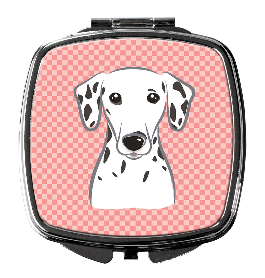 Checkerboard Pink Dalmatian Compact Mirror Decorative Travel Makeup Mirror for Women Girls Gifts Pocket Makeup Mirror Folding Handheld