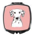 Checkerboard Pink Dalmatian Compact Mirror Decorative Travel Makeup Mirror for Women Girls Gifts Pocket Makeup Mirror Folding Handheld
