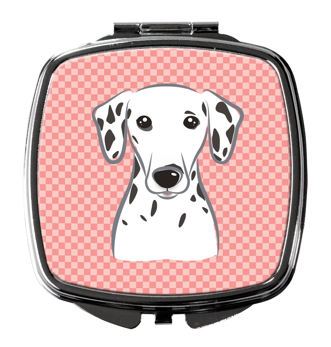Checkerboard Pink Dalmatian Compact Mirror Decorative Travel Makeup Mirror for Women Girls Gifts Pocket Makeup Mirror Folding Handheld