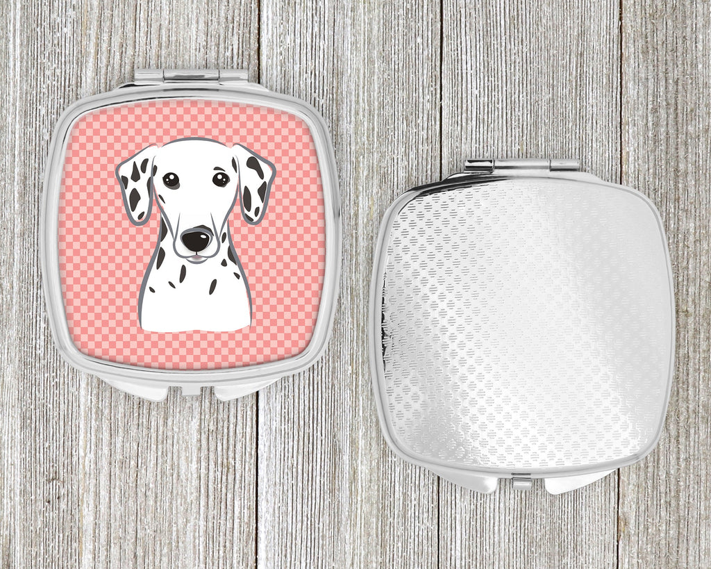 Checkerboard Pink Dalmatian Compact Mirror Decorative Travel Makeup Mirror for Women Girls Gifts Pocket Makeup Mirror Folding Handheld