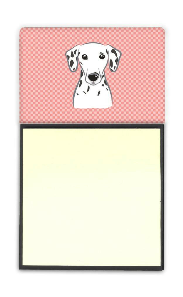 Checkerboard Pink Dalmatian Watercolor Sticky Note Holder Refillable Dispenser Desk Accessory 3x3 Pad Gift