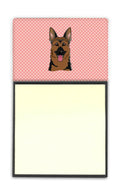 Checkerboard Pink German Shepherd Watercolor Sticky Note Holder Refillable Dispenser Desk Accessory 3x3 Pad Gift