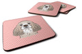 Checkerboard Pink Cocker Spaniel Foam Coasters Set of 4 Cup Coasters for Indoor Outdoor, Tabletop Protection, Anti Slip, Mouse pad Material
