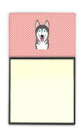 Checkerboard Pink Alaskan Malamute Watercolor Sticky Note Holder Refillable Dispenser Desk Accessory 3x3 Pad Gift