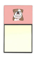 Checkerboard Pink English Bulldog  Watercolor Sticky Note Holder Refillable Dispenser Desk Accessory 3x3 Pad Gift