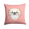 Checkerboard Pink Pekingese Decorative Throw Pillow 14x14 Indoor Outdoor Accent Cushion, Fabric Cover with Insert for Sofa, Bed, Porch & Living Room