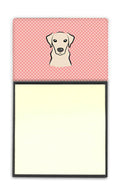 Checkerboard Pink Yellow Labrador Watercolor Sticky Note Holder Refillable Dispenser Desk Accessory 3x3 Pad Gift