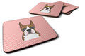 Checkerboard Pink Boxer Foam Coasters Set of 4 Cup Coasters for Indoor Outdoor, Tabletop Protection, Anti Slip, Mouse pad Material