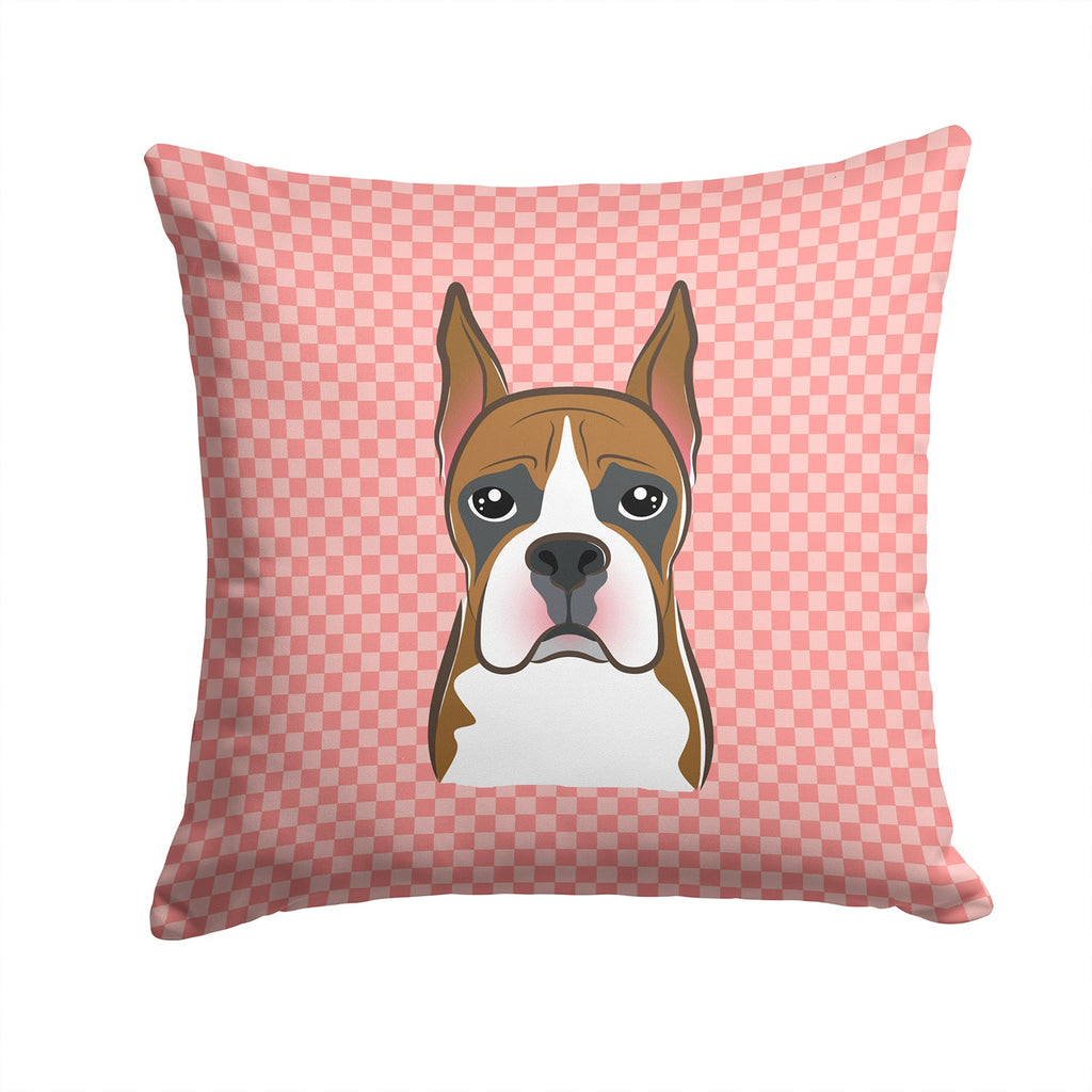 Checkerboard Pink Boxer Decorative Throw Pillow 14x14 Indoor Outdoor Accent Cushion, Fabric Cover with Insert for Sofa, Bed, Porch & Living Room