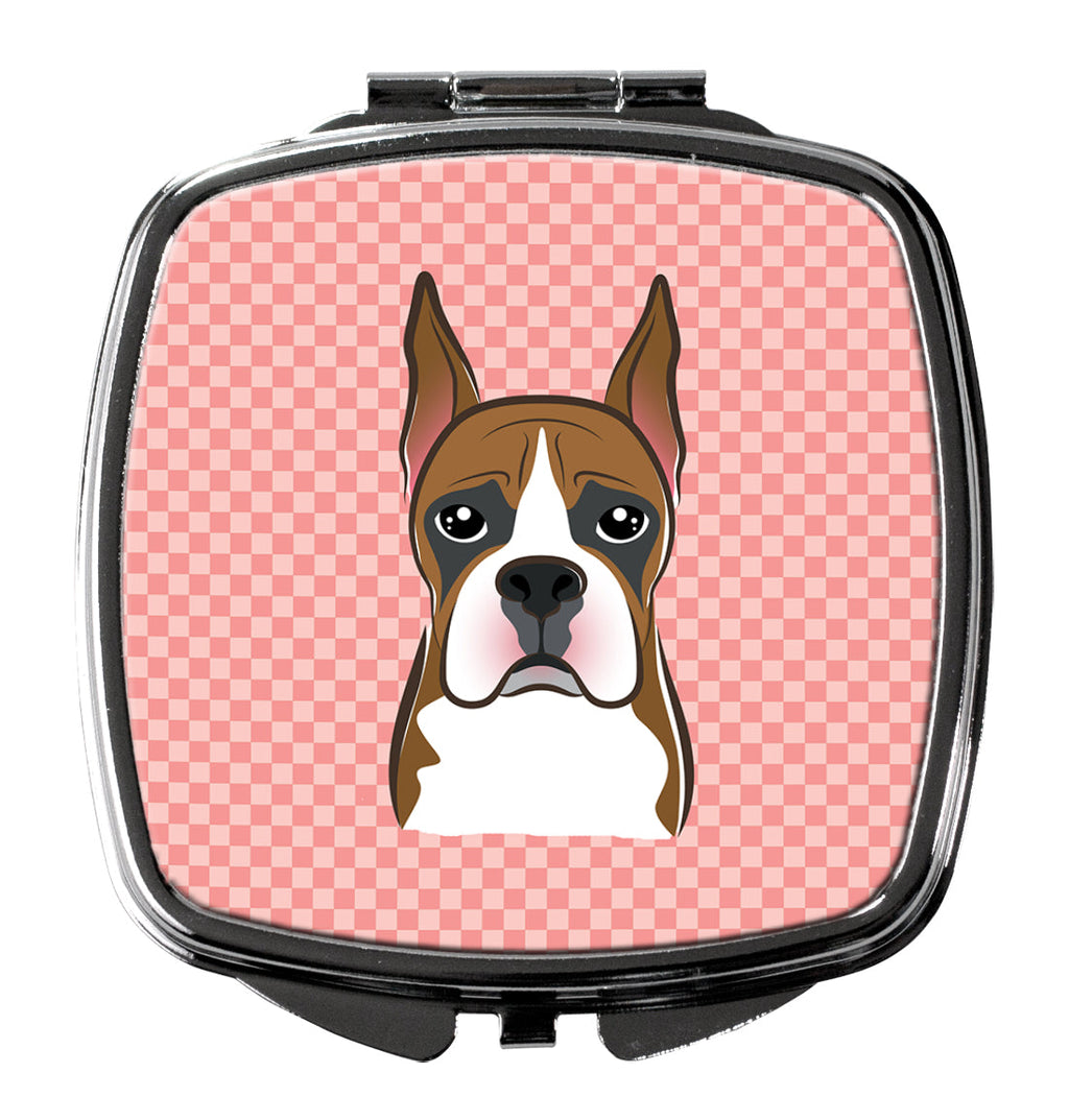 Checkerboard Pink Boxer Compact Mirror Decorative Travel Makeup Mirror for Women Girls Gifts Pocket Makeup Mirror Folding Handheld