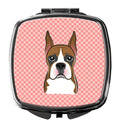 Checkerboard Pink Boxer Compact Mirror Decorative Travel Makeup Mirror for Women Girls Gifts Pocket Makeup Mirror Folding Handheld