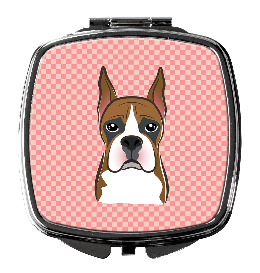 Checkerboard Pink Boxer Compact Mirror Decorative Travel Makeup Mirror for Women Girls Gifts Pocket Makeup Mirror Folding Handheld