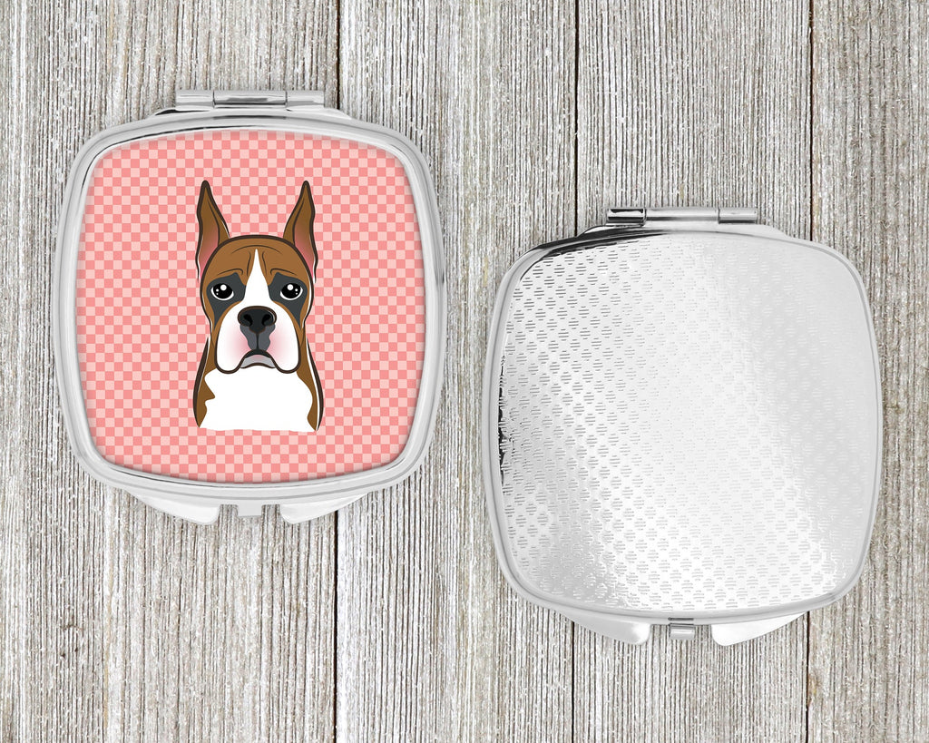 Checkerboard Pink Boxer Compact Mirror Decorative Travel Makeup Mirror for Women Girls Gifts Pocket Makeup Mirror Folding Handheld