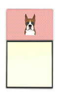 Checkerboard Pink Boxer Watercolor Sticky Note Holder Refillable Dispenser Desk Accessory 3x3 Pad Gift