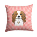 Checkerboard Pink Cavalier Spaniel Decorative Throw Pillow 14x14 Indoor Outdoor Accent Cushion, Fabric Cover with Insert for Sofa, Bed, Porch & Living Room