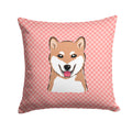 Checkerboard Pink Shiba Inu Decorative Throw Pillow 14x14 Indoor Outdoor Accent Cushion, Fabric Cover with Insert for Sofa, Bed, Porch & Living Room