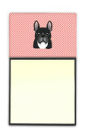 Checkerboard Pink French Bulldog Watercolor Sticky Note Holder Refillable Dispenser Desk Accessory 3x3 Pad Gift