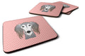 Checkerboard Pink Saluki Foam Coasters Set of 4 Cup Coasters for Indoor Outdoor, Tabletop Protection, Anti Slip, Mouse pad Material
