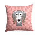 Checkerboard Pink Saluki Decorative Throw Pillow 14x14 Indoor Outdoor Accent Cushion, Fabric Cover with Insert for Sofa, Bed, Porch & Living Room