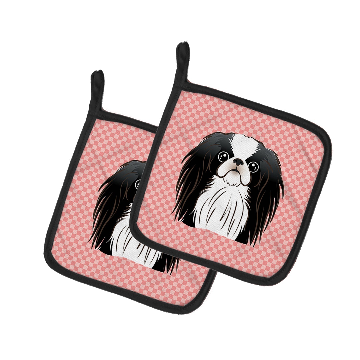 Checkerboard Pink Japanese Chin Pot Holder Set of 2 Heat Resistant Quilted Hot Pads 7.5 x 7.5 Inch, Insulated Kitchen Trivets for Cooking & Baking