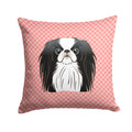 Checkerboard Pink Japanese Chin Decorative Throw Pillow 14x14 Indoor Outdoor Accent Cushion, Fabric Cover with Insert for Sofa, Bed, Porch & Living Room