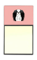 Checkerboard Pink Japanese Chin Watercolor Sticky Note Holder Refillable Dispenser Desk Accessory 3x3 Pad Gift