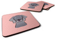 Checkerboard Pink  Weimaraner Foam Coasters Set of 4 Cup Coasters for Indoor Outdoor, Tabletop Protection, Anti Slip, Mouse pad Material