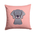 Checkerboard Pink  Weimaraner Decorative Throw Pillow 14x14 Indoor Outdoor Accent Cushion, Fabric Cover with Insert for Sofa, Bed, Porch & Living Room
